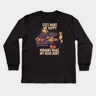 Cats Make Me Happy Funny Cute Gift Kids Long Sleeve T-Shirt